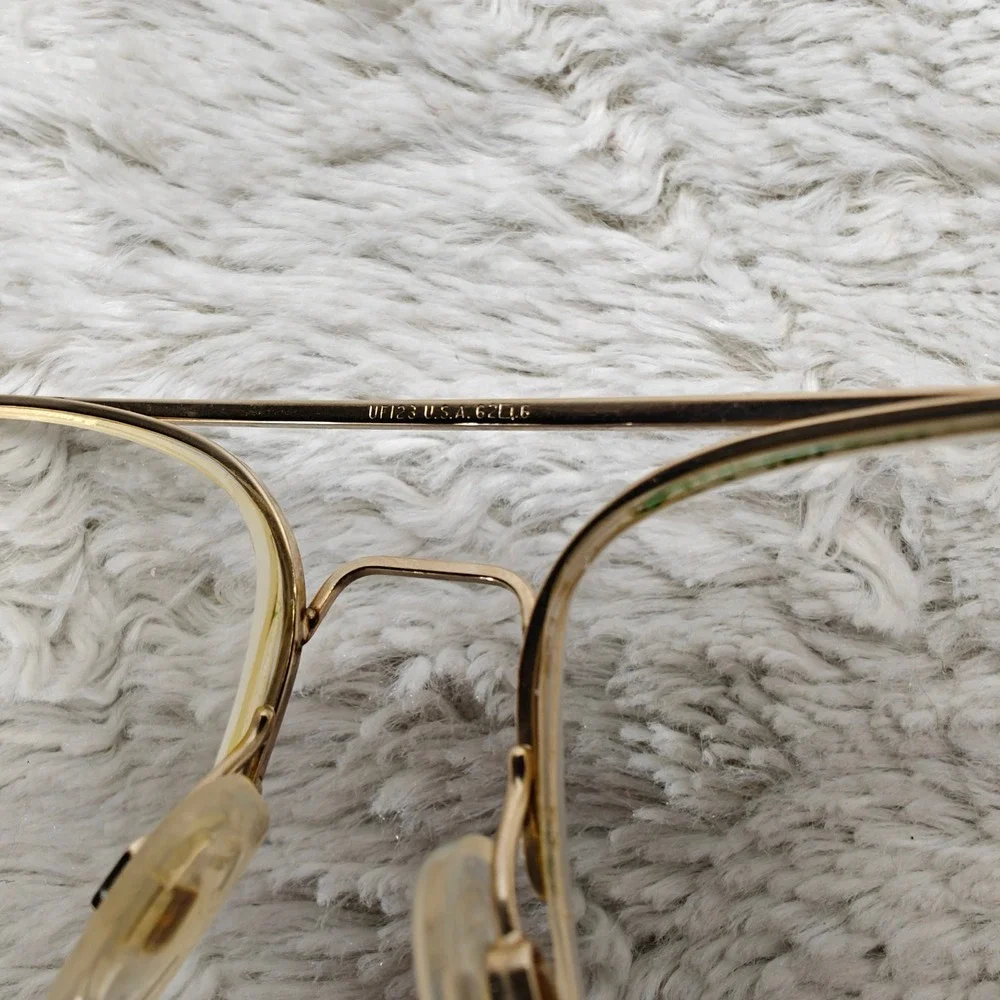VTG 80s Univis USA Eye Glasses Aviator Metal Bur/Autumn Big Edge 150 Frames Only